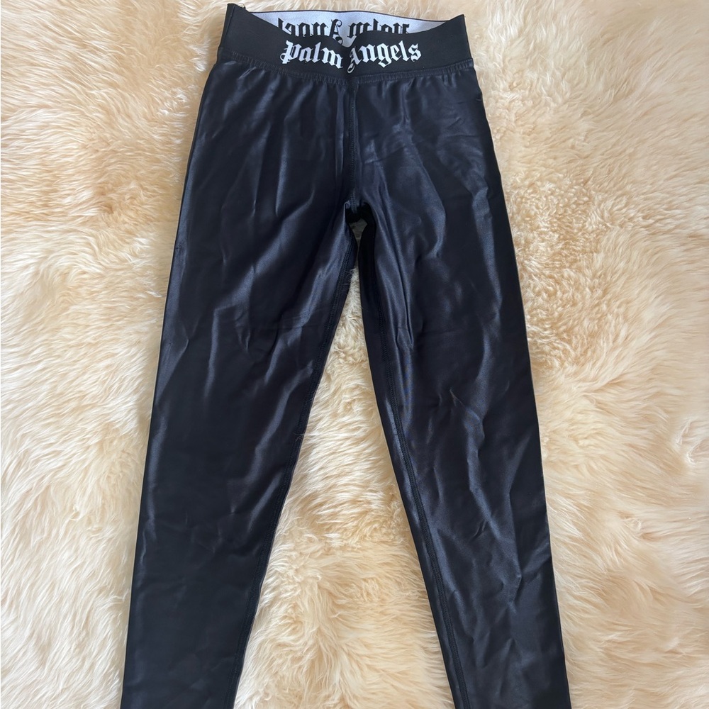Palm Angels Black Logo Waistband Leggings